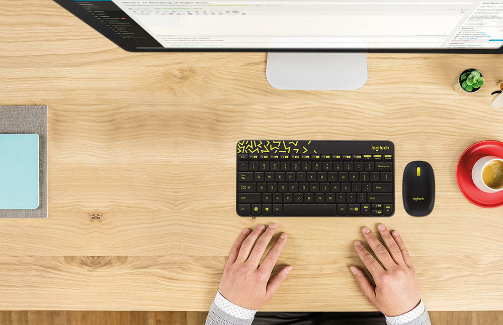 KIT Logitech Wireless Combo MK240 / Keyboard + Mouse / USB / Yellow
