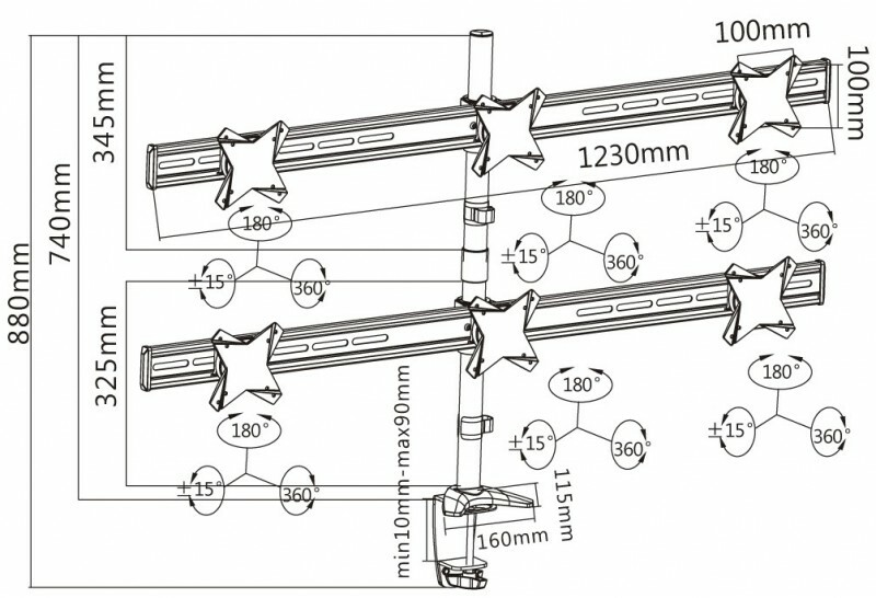 Reflecta PLANO Desk 23-1010S Table/desk stand for 6 monitors