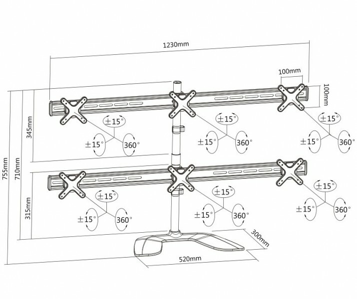 Reflecta PLANO DeskStand 23-1010 S Table/desk stand for 6 monitors