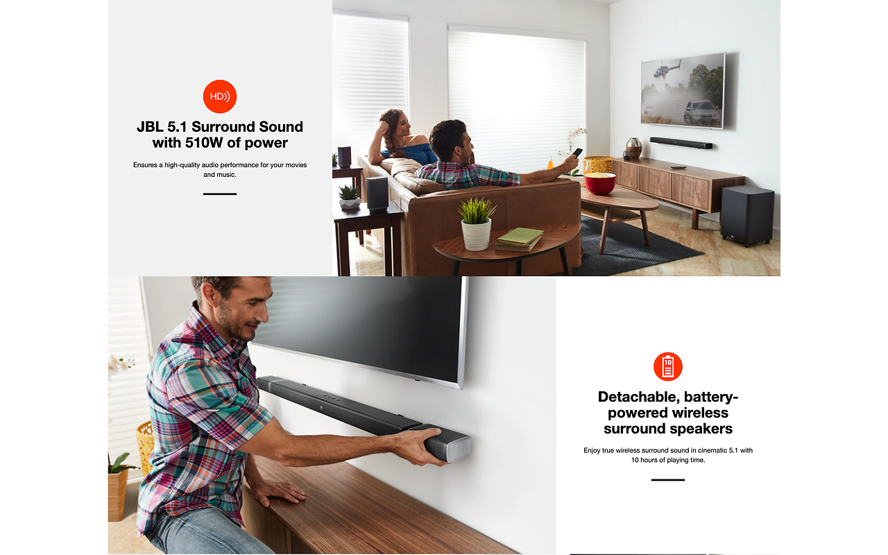 JBL Bar 5.1 Channel 4K Ultra HD Soundbar with True Wireless Surround Speakers
