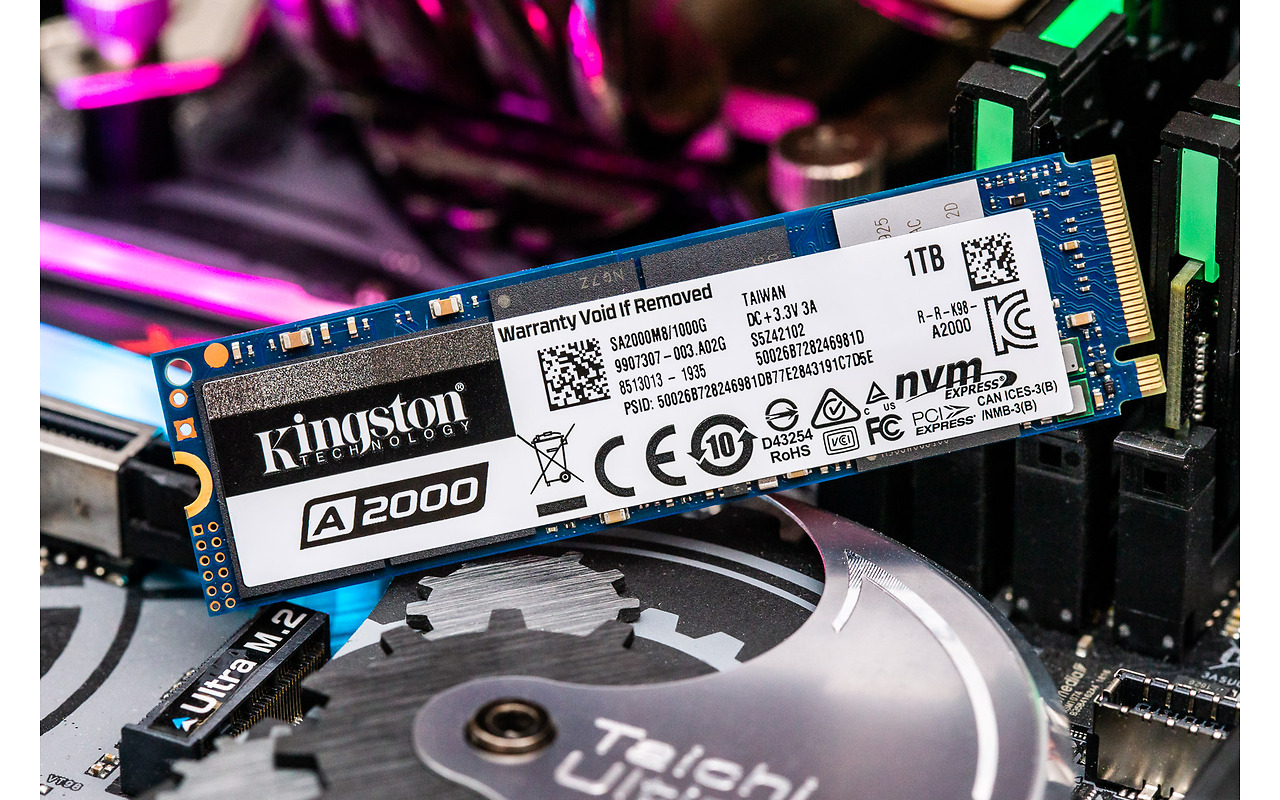 M.2 NVMe SSD Kingston A2000 / 1000GB / SM2263EN controller / 96-layer 3D NAND TLC / SA2000M8/1000G
