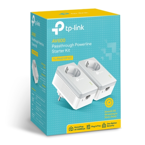 Powerline TP-LINK TL-PA4010P KIT / Dual / AC Pass / 600Mbps /