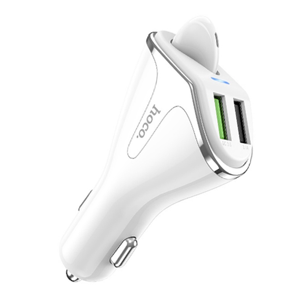 Hoco E47 Car Charger With Wireless Headset / White