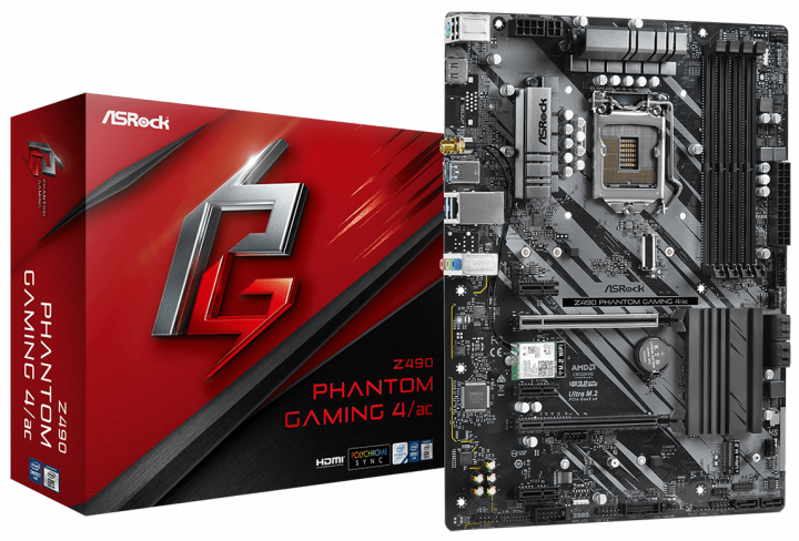 ASRock Z490 PHANTOM GAMING 4/AC ATX S1200 Dual Channel DDR4 4400+