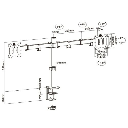 Brateck LDT42-C024 Monitors Steel Articulating Monitor Arm / Black