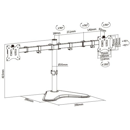 Brateck LDT42-T024 Monitors Steel Articulating Monitor Stand / Black