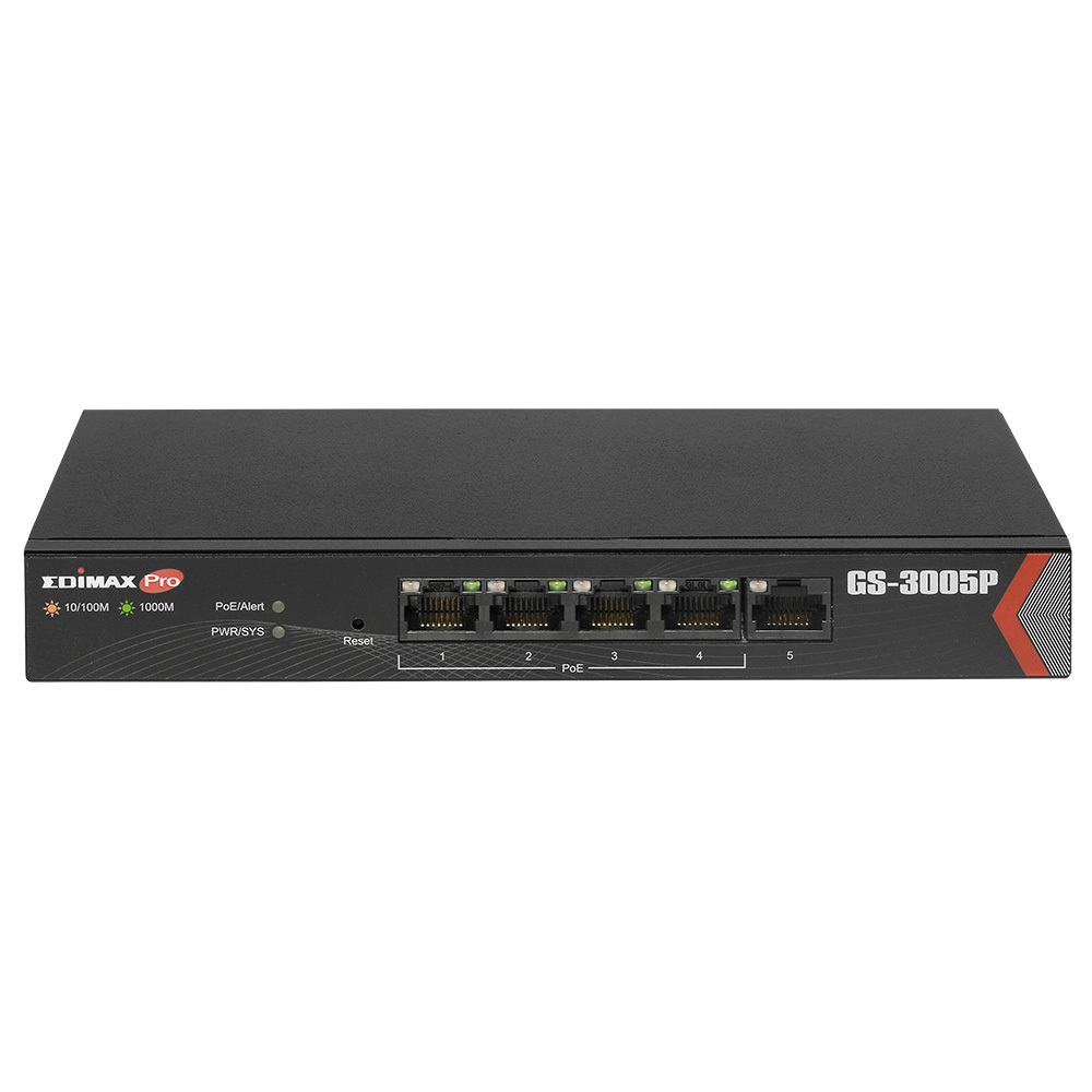 Edimax GS-3005P / 5-Port Gigabit Desktop PoE Switch / Black