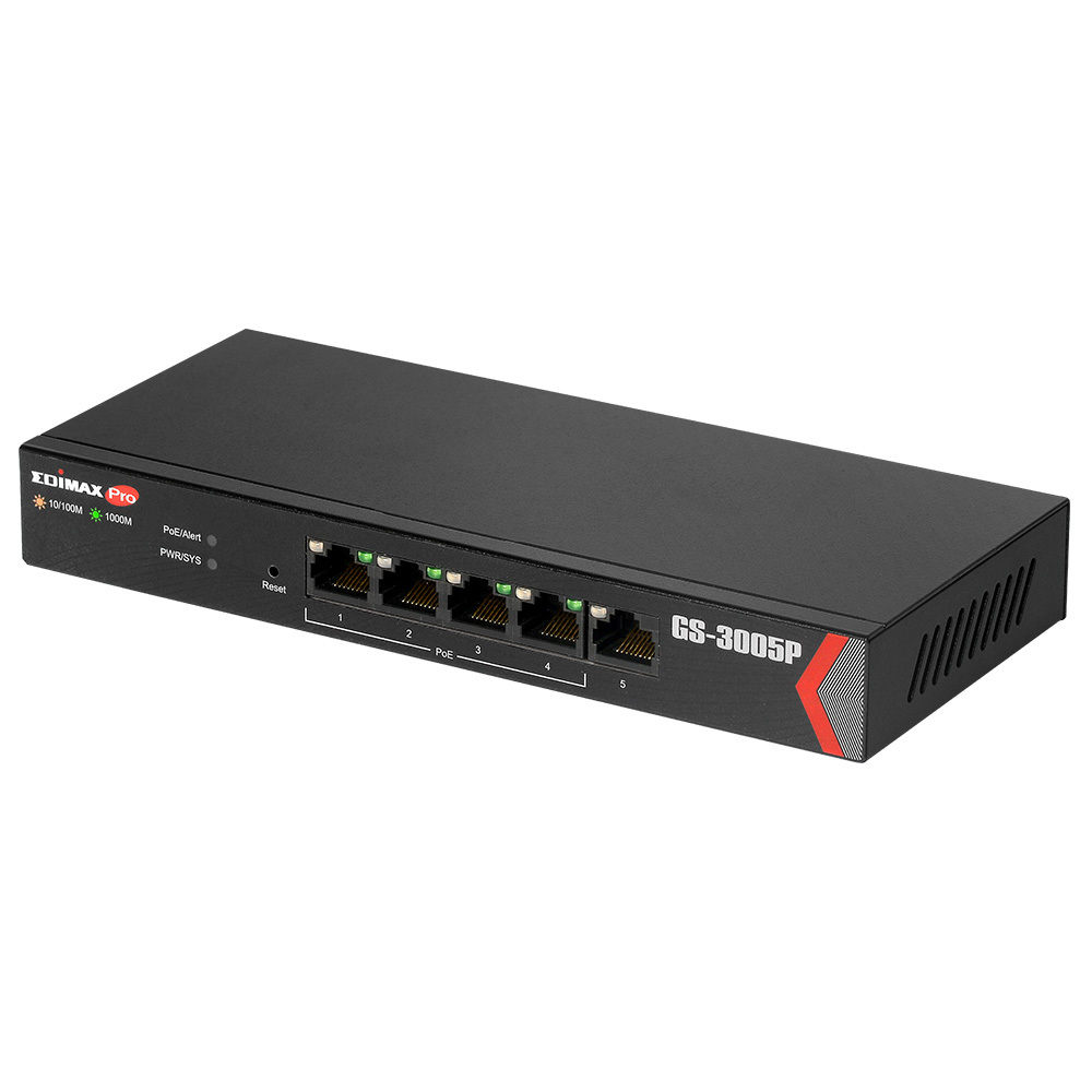 Edimax GS-3005P / 5-Port Gigabit Desktop PoE Switch / Black