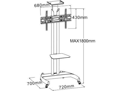 CHARMOUNT CT-FTVS-T4 Mobile Stand for Displays 32-65" / Black