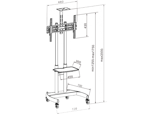 CHARMOUNT CT-FTVS-T16 Mobile Stand for Displays 32-70" / Black
