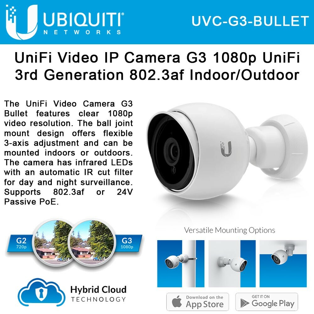Ubiquiti UniFi G3 / 4Mpix 3.6mm f1.8 / UVC-G3-BULLET White