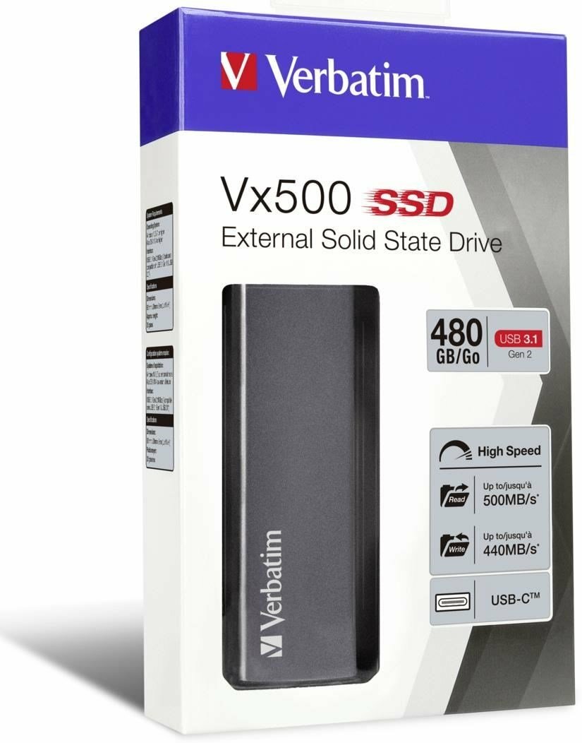 Verbatim Vx500 USB 3.1 M.2 External SSD 480GB / 47443 Grey