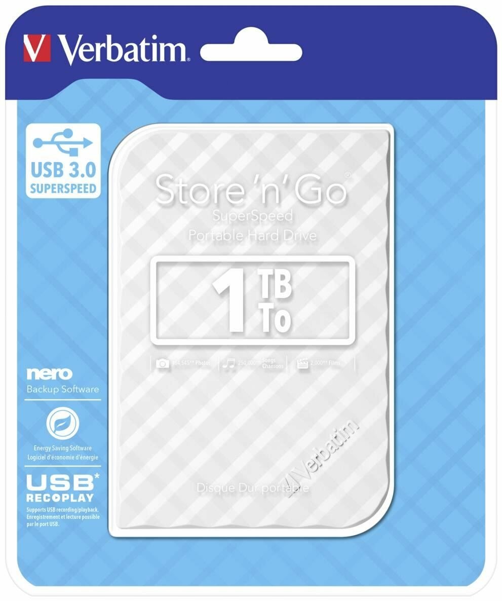 Verbatim "Store 'n' Go 53206 2.5" External HDD 1.0TB / White