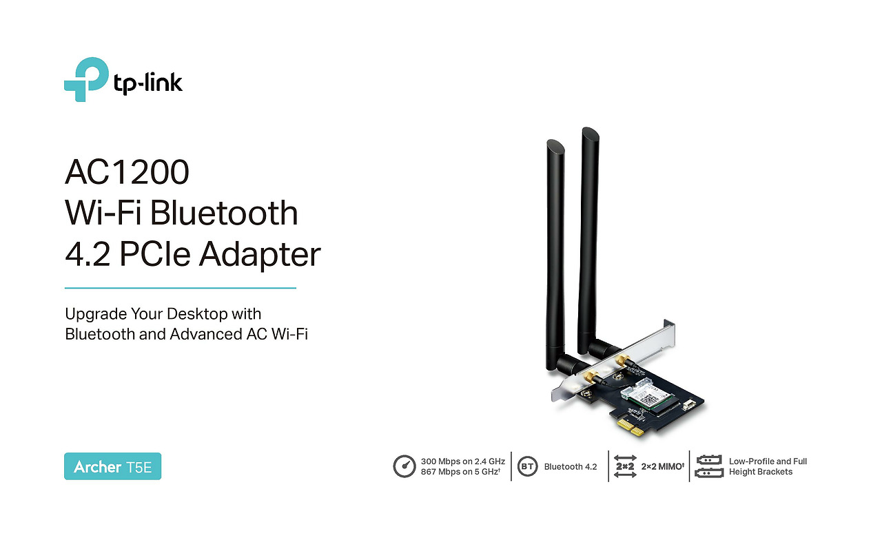 TP-LINK Archer T5E PCIe Wireless AC Dual Band LAN / Bluetooth 4.2 Adapter / Black