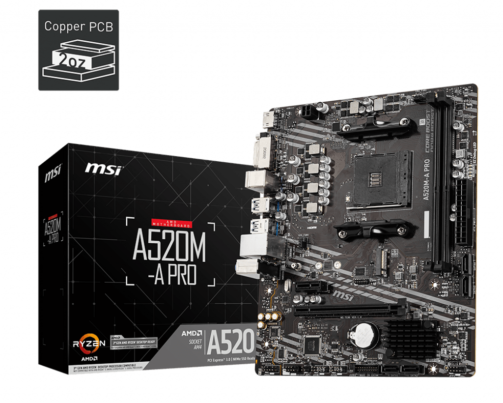 MSI A520M-A PRO / mATX AM4 A520 DDR4 4600