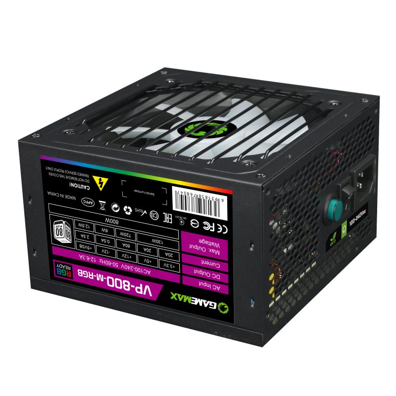 GameMax VP-800-RGB-M / 800W Active PFC 80+ Bonze / Black