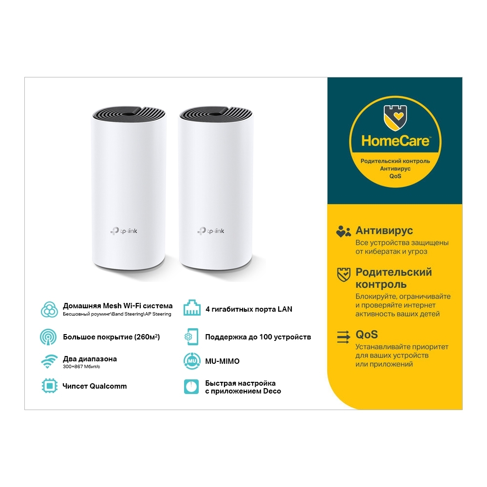 TP-LINK Deco M4 / 2-pack / AC1200 Mesh Wi-Fi System / White