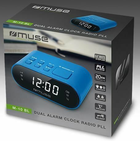 MUSE M-10 / Dual Alarm Clock Radio / Blue
