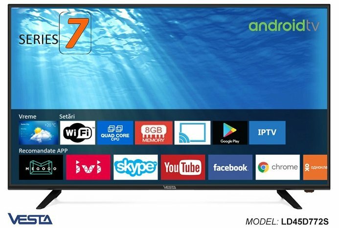 VESTA LD45D772S / 45" FullHD Smart TV ANDROID / Tuner Digital DVB-T/T2/C / Black