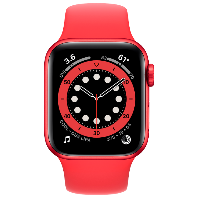 Apple Watch Series 6 GPS 44mm Red Aluminum Case with Red Sport Band / Red