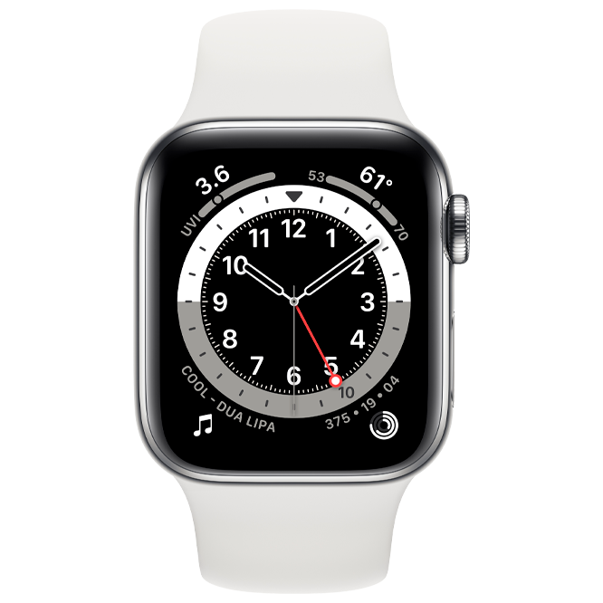 Apple Watch Series 6 GPS 40mm Silver Aluminum Case with White Sport Band / White