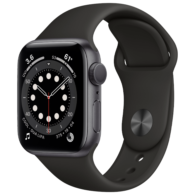 Apple Watch Series 6 GPS 40mm Space Gray Aluminum Case with Black Sport Band / Black