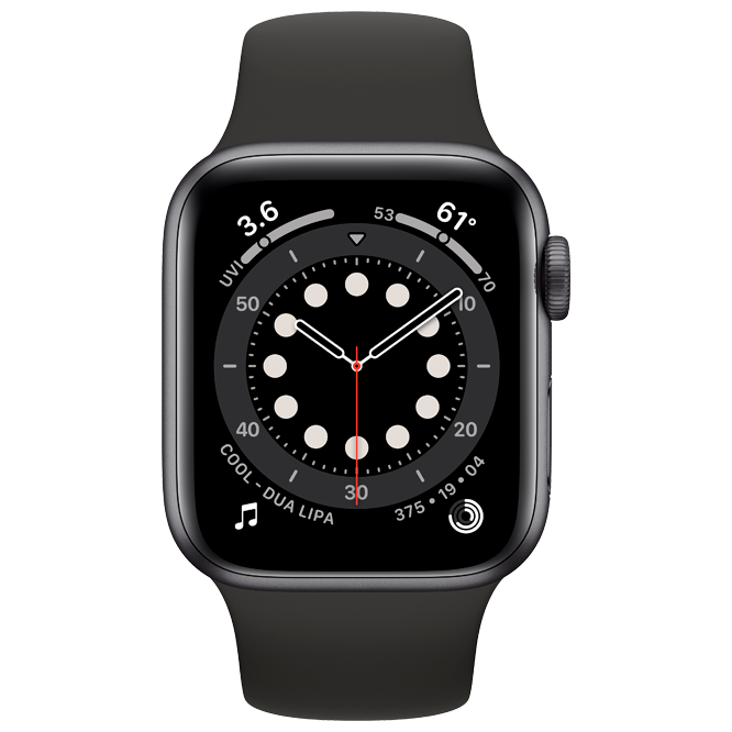 Apple Watch Series 6 GPS 40mm Space Gray Aluminum Case with Black Sport Band / Black