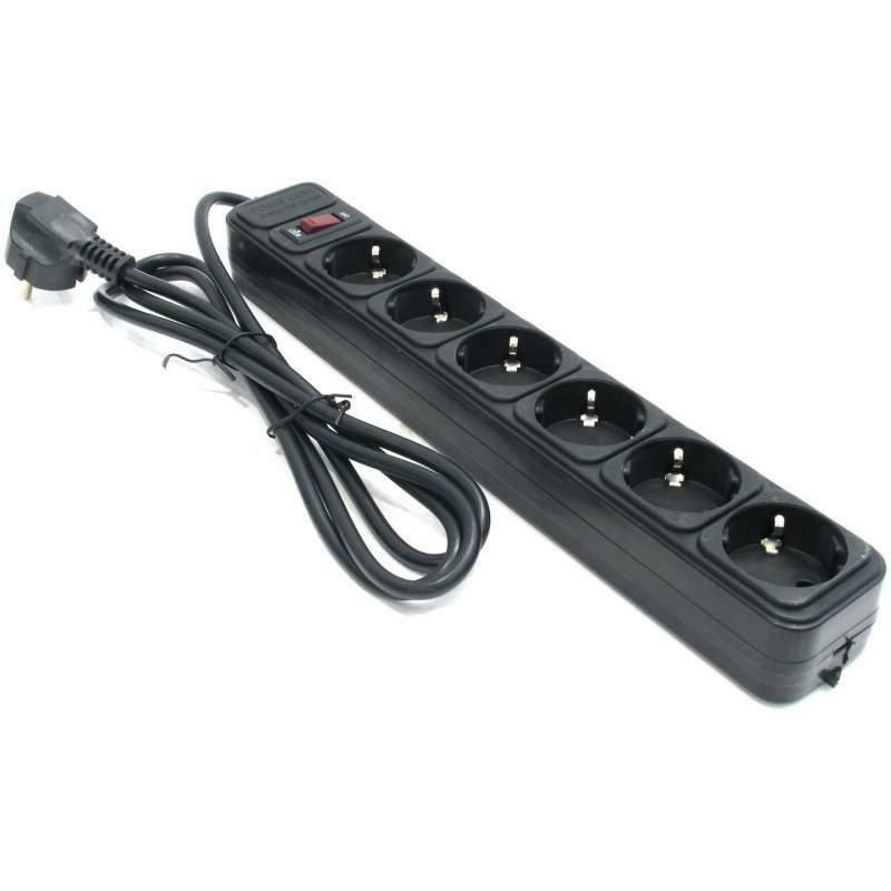 UltraPower UP6-B-10PPB Surge Protector 6 Sockets 3.0m / Black