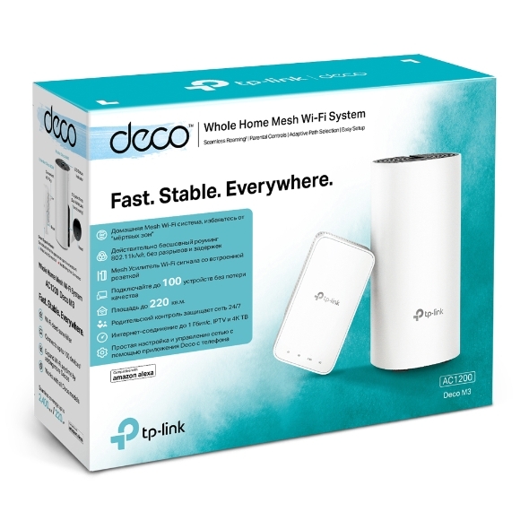TP-LINK Deco M3 / 2-pack / Whole-Home Mesh Dual Band Wi-Fi AC System / White