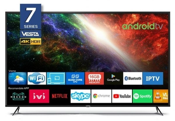 VESTA LD60E7205 / 60" 4K UHD Smart TV  Android TV 9.0 / Black