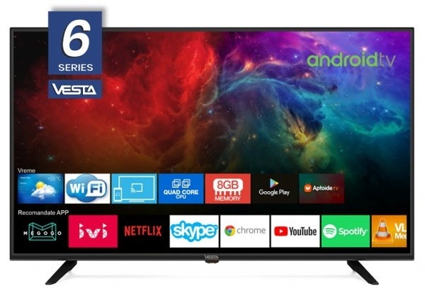 VESTA LD32E6205 / 32" HD 1366x768 Smart TV AndroidTV 9.0 / Black