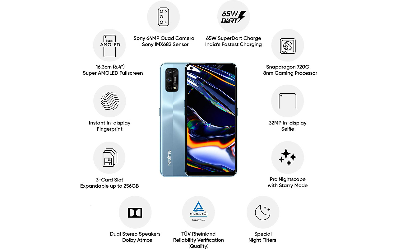 Realme 7 Pro / 6.4'' 1080x2400 / Snapdragon 720G / 8GB / 128GB / 4500mAh / Silver