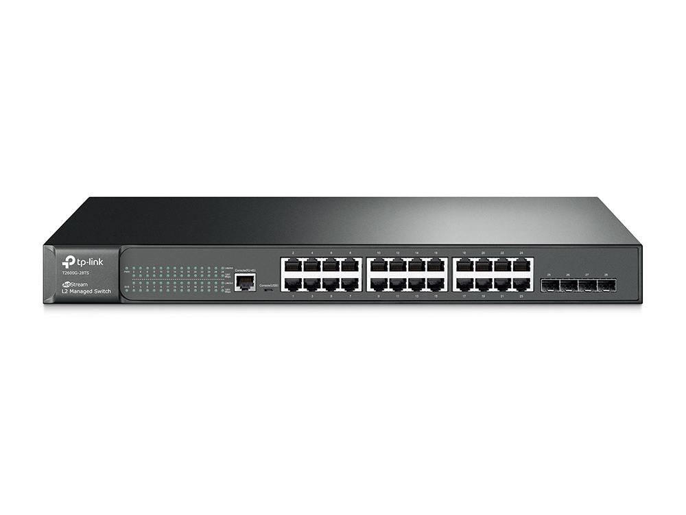 TP-LINK T2600G-28TS / 24-port 10/100/1000Mbps / 4xSFP / Black