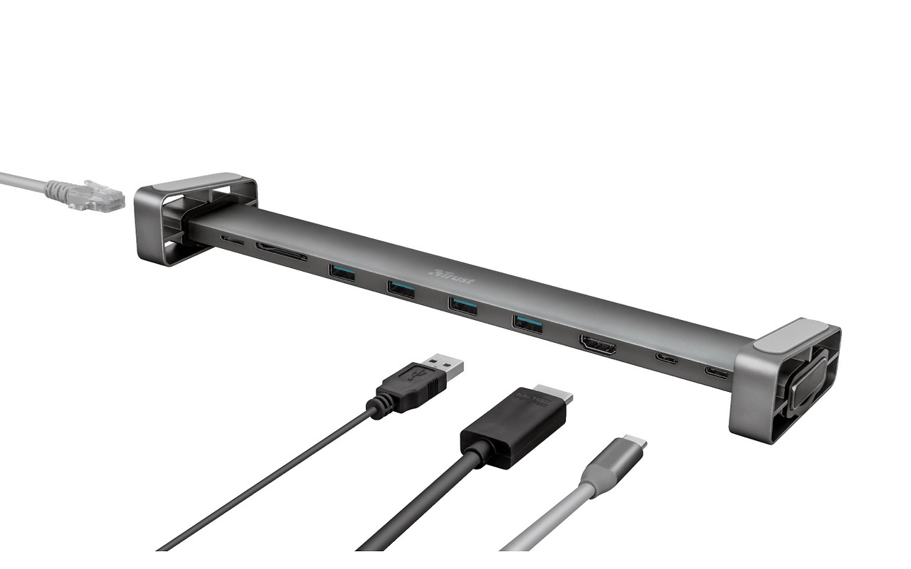 Trust Dalyx Aluminium 10-in-1 USB-C Multi-Port Docking Station / Grey