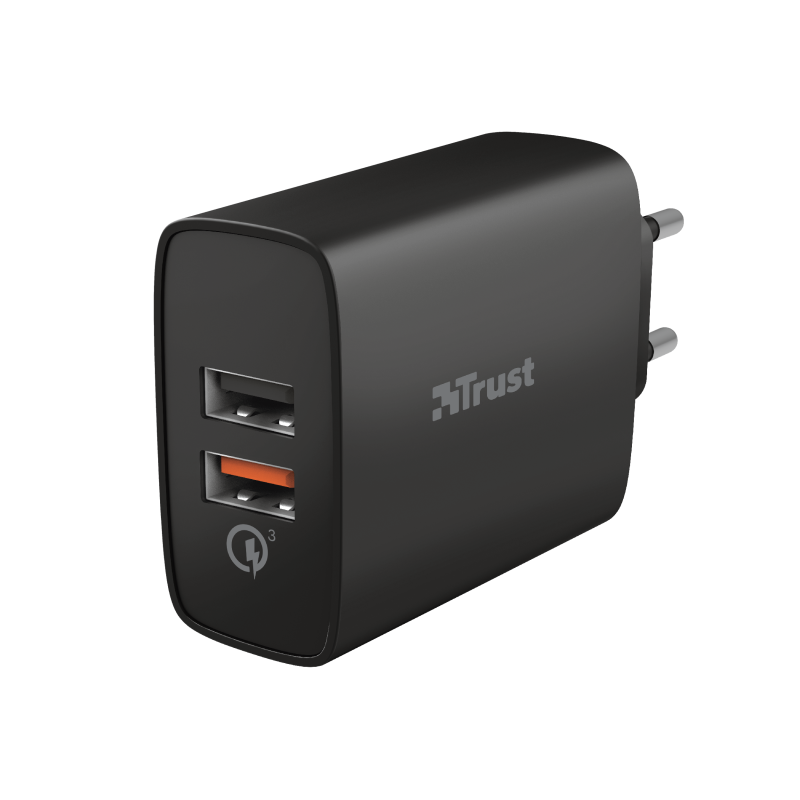 Trust Qmax 30W Ultra-Fast Dual USB Wall Charger with QC3.0 / Black