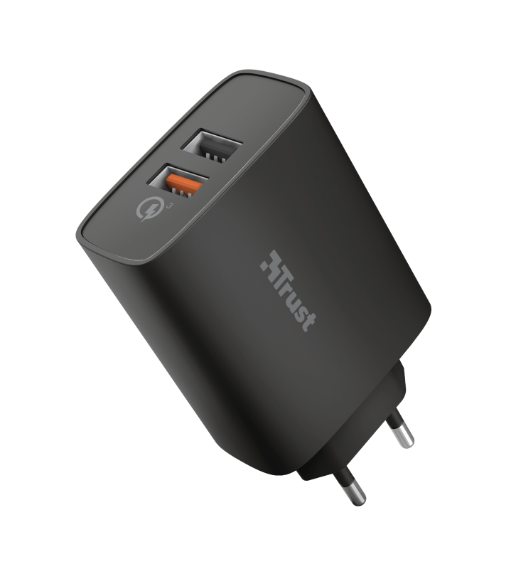 Trust Qmax 30W Ultra-Fast Dual USB Wall Charger with QC3.0 / Black