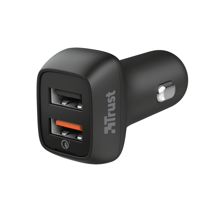 Trust Qmax 30W Ultra-Fast Dual USB Car Charger with QC3.0 / Black