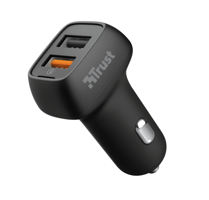 Trust Qmax 30W Ultra-Fast Dual USB Car Charger with QC3.0 / Black