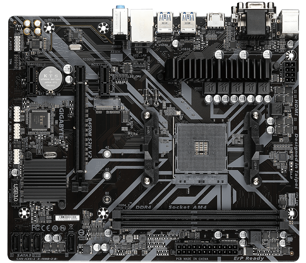 GIGABYTE B450M S2H V2 / Socket AM4 Dual 2xDDR4 3600 mATX /