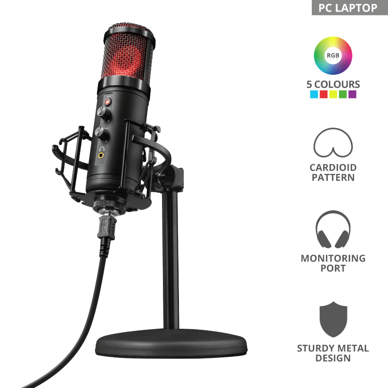 Trust Gaming GXT 256 Exxo USB Streaming Microphone / Black