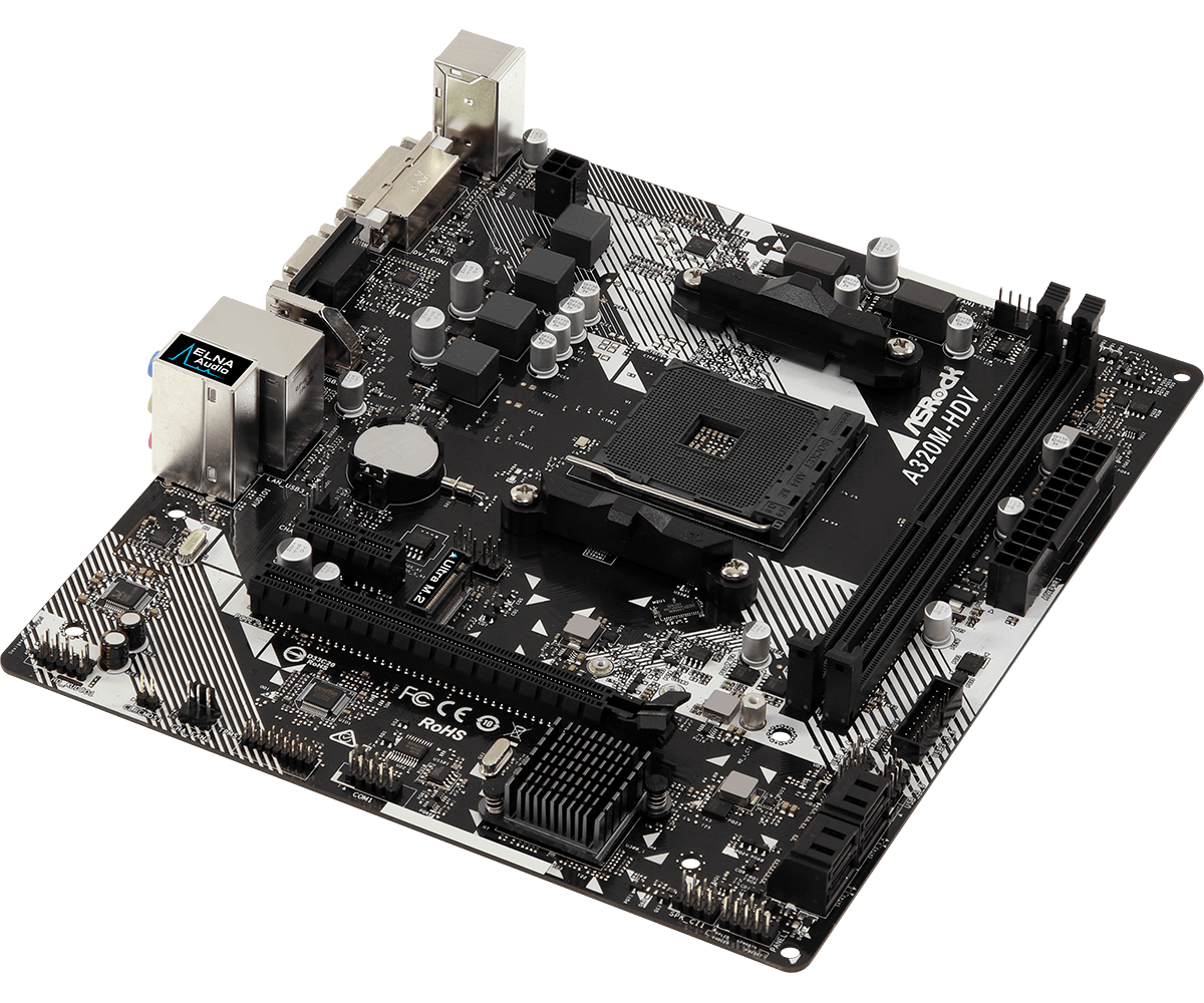 MB ASRock A320M-HDV R4.0 / Socket AM4 / AMD A320 / 2 x DDR4 DIMM / mATX