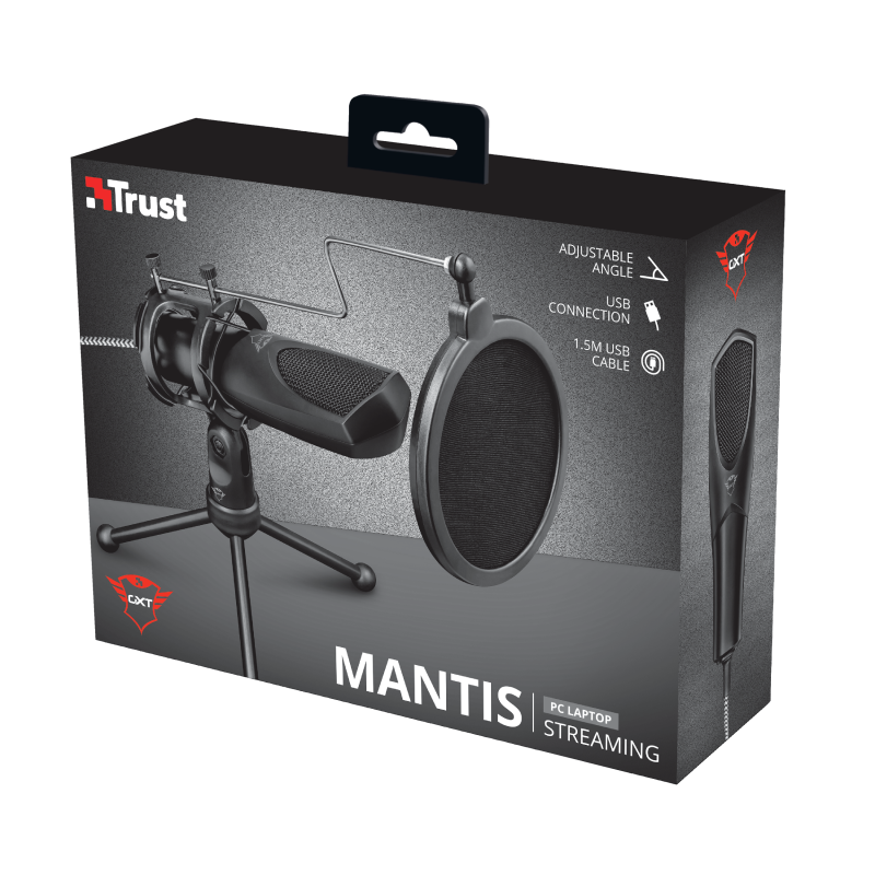 Trust Gaming GXT 232 Mantis USB Streaming Microphone / Black