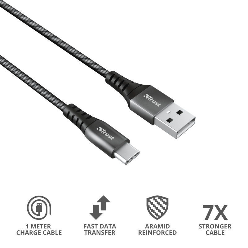 Trust Keyla Extra-Strong USB To USB-C Cable 1m / Black
