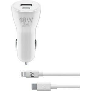 Cellularline Car Charger Dual Kit / 18W+12W / USB-C to Lightning / White
