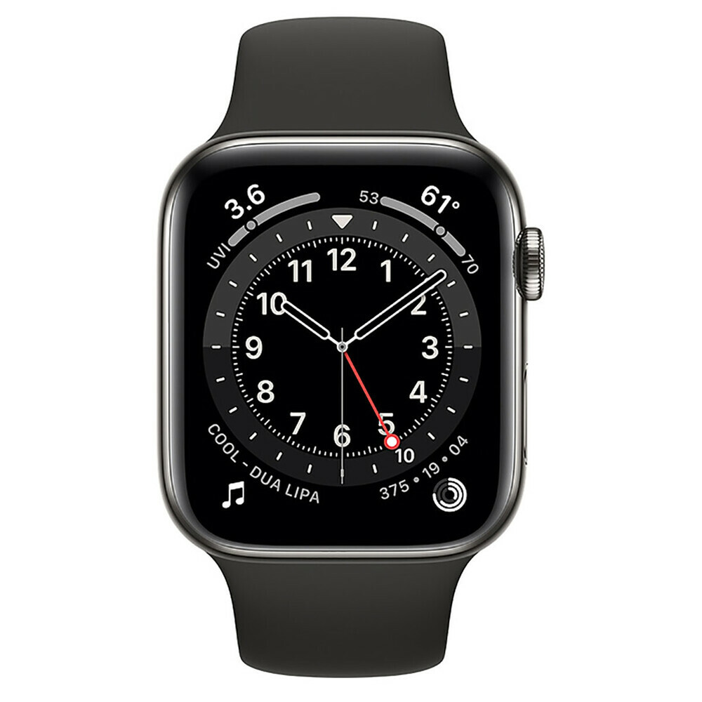 Apple Watch Series 6 GPS + Cellular 44mm Graphite Stainless Steel Case with Black Sport Band / Black