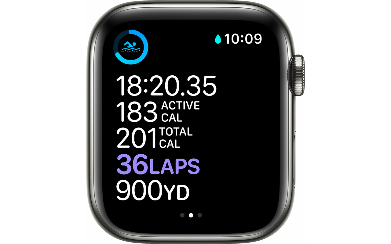Apple Watch Series 6 GPS + Cellular 44mm Graphite Stainless Steel Case with Black Sport Band / Black