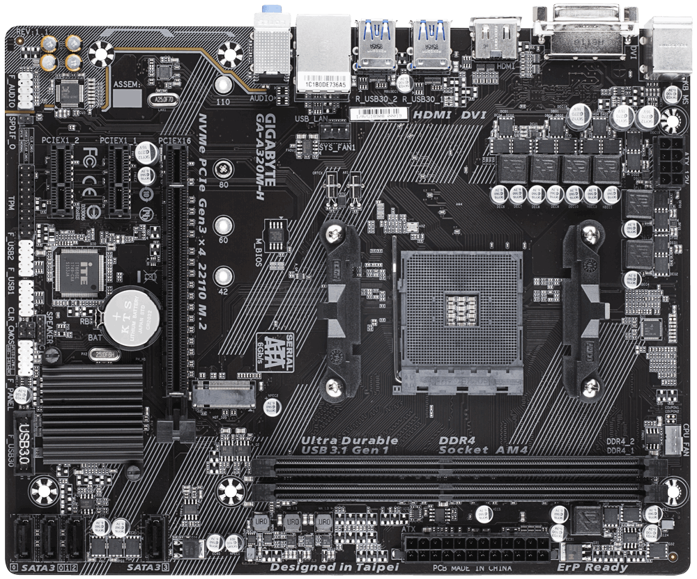 GIGABYTE A320M-H 2.0 mATX AM4 Socket