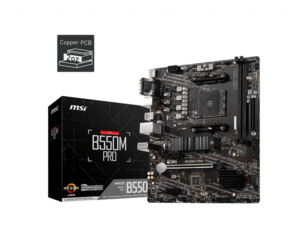 MSI B550M PRO mATX Socket AM4 Dual 2xDDR4-4600