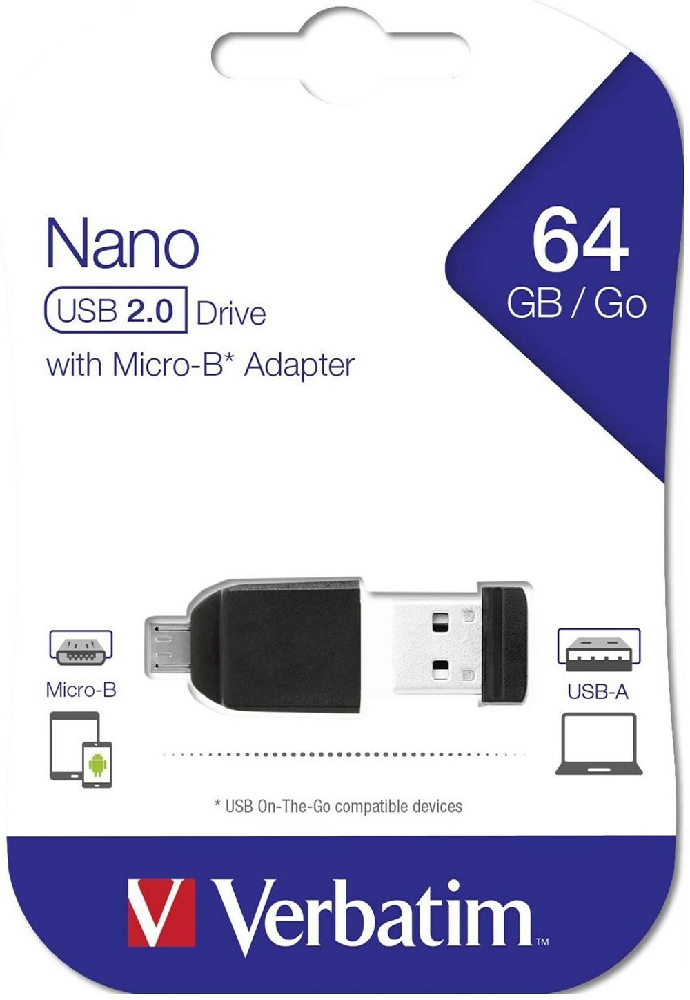 Verbatim NANO USB with Micro USB 64GB 49329 / Black