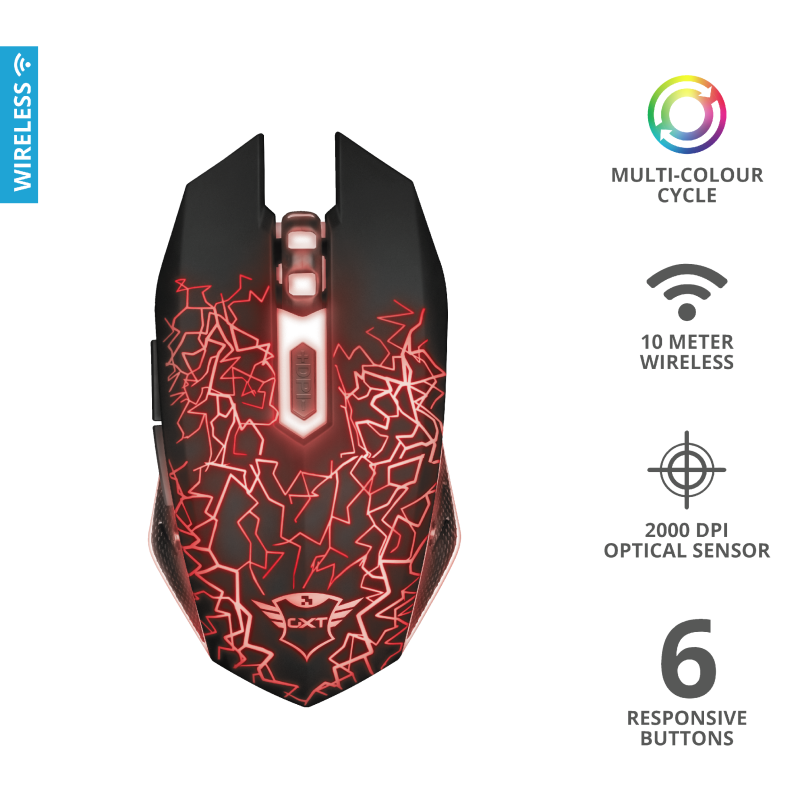 Trust Gaming Mouse GXT 107 Izza Wireless Black